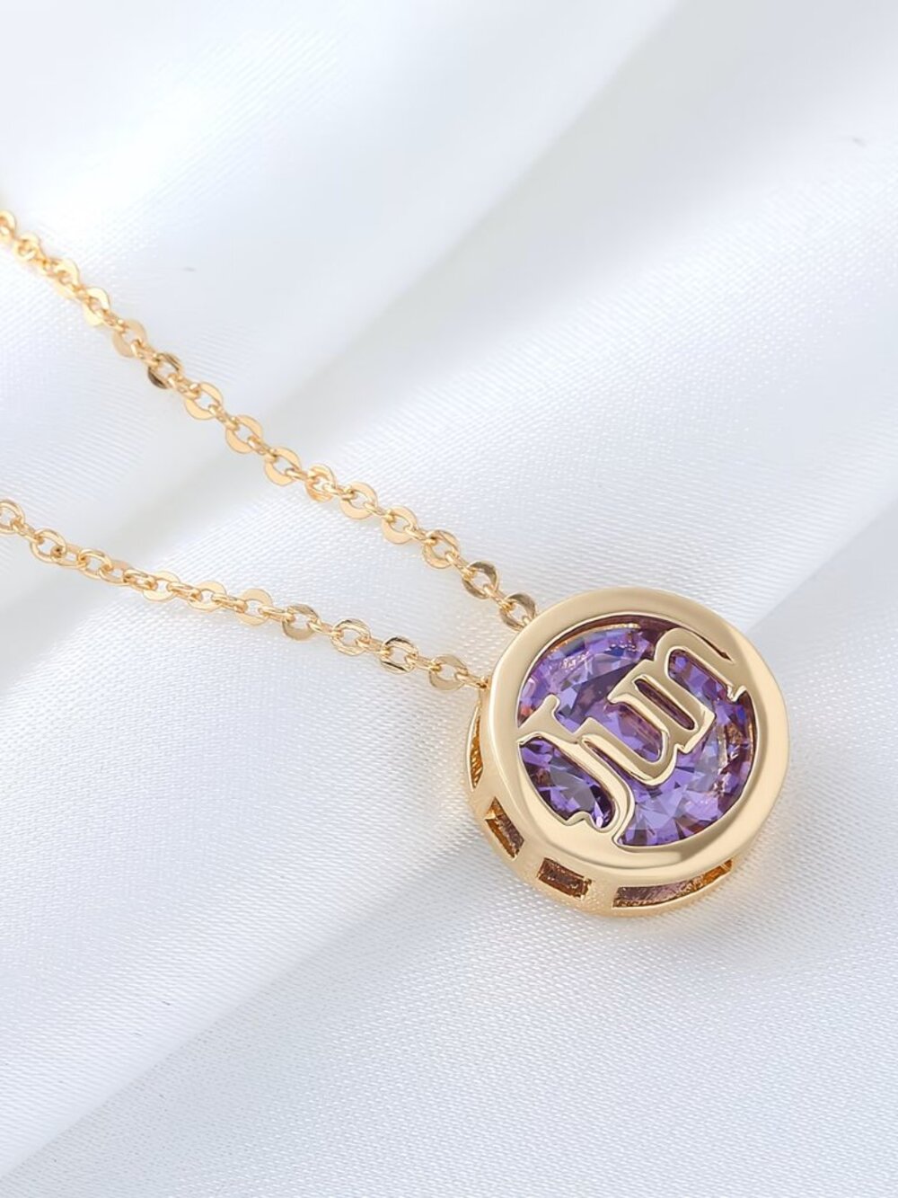 June Purple Alexandrite Birthstone Pendant Necklace Jun Birthday Jewelry Gift
